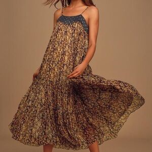 RAGA Adjustable Spaghetti Straps with open cut out on back with ties midi dress